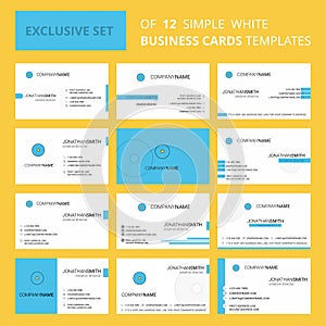 Set of 12 CD Creative Busienss Card Template. Editable Creative logo and Visiting card background