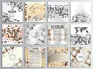 Set of 12 creative cards, square brochure template