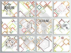 Set of 12 creative cards, square brochure template