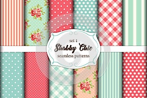 Set of 12 cute seamless Shabby Chic patterns