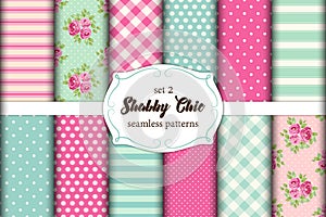 Set of 12 cute seamless Shabby Chic patterns