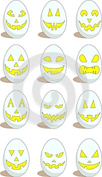 Set of 12 funny eggs for Easter