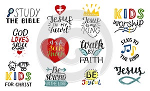 Set of 12 Hand lettering christian quotes Jesus is my king, Study the bible, Walk by faith, Kids ministry, Sing to the
