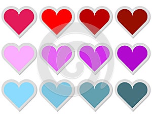 Set of 12 Heart Stickers