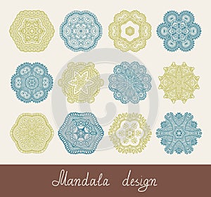 Set of 12 mandala design, circle ornament