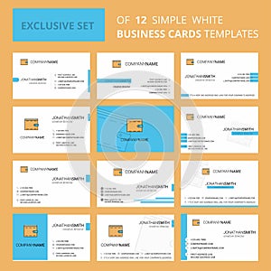 Set of 12 Wallet Creative Busienss Card Template. Editable Creative logo and Visiting card background