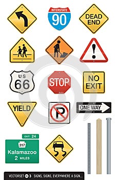 Set of 14 Highway Signs photo
