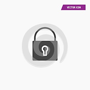 Black solid padlock, lock icon, white background