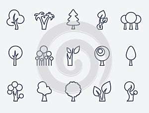 Set of 15 tree icons.