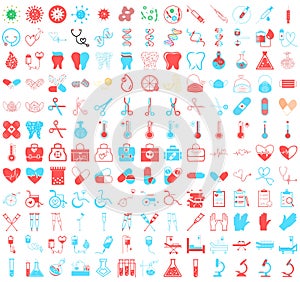 Set of 156 vector icons, sign and symbols in flat design medicine and health with elements for mobile concepts and web apps. Colle