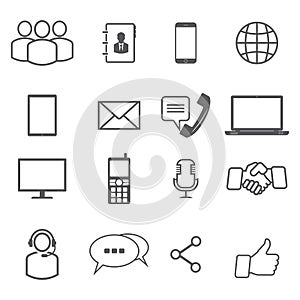 Set of 16 business symbol icons for web.