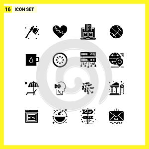 Set of 16 Commercial Solid Glyphs pack for baby, gym, gift, sport, notebook