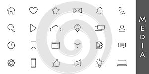 Set of 16 Contact Us web icons in line style. Web and mobile icon. Chat, support, message, phone. Vector illustration