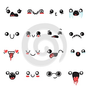 Set of 16 different pieces doddle emotions to create characters.