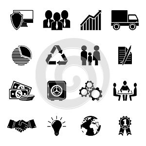 Set of 16 flat business icons