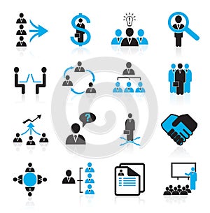Set of 16 management and human resources icons