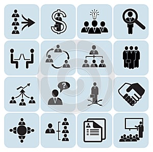 Set of 16 management and human resources icons