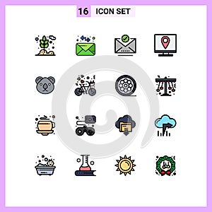 Set of 16 Modern UI Icons Symbols Signs for australia, page, email, information, contact