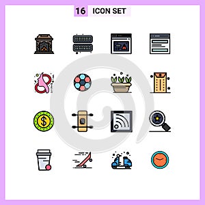 Set of 16 Modern UI Icons Symbols Signs for ay, interface, page, hero, communication