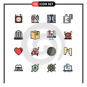 Set of 16 Modern UI Icons Symbols Signs for check, thimble, wrench, sewing, preparation