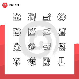Set of 16 Modern UI Icons Symbols Signs for freelance, graph, banch, data, analysis