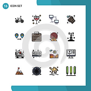 Set of 16 Modern UI Icons Symbols Signs for gps, firefighter, local, fire, computer