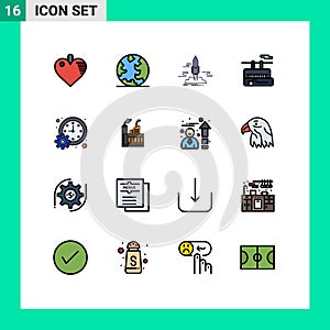 Set of 16 Modern UI Icons Symbols Signs for management, travel, publish, transport, chair lift