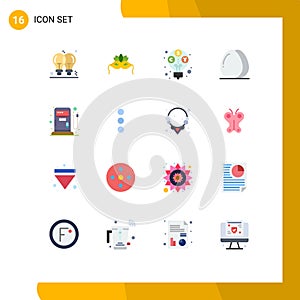 Set of 16 Modern UI Icons Symbols Signs for meal, egg, mardigras, drinks, budget