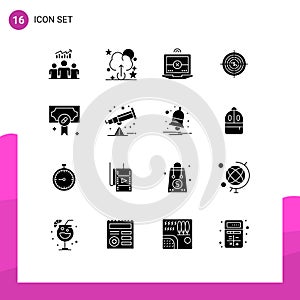 Set of 16 Modern UI Icons Symbols Signs for money, funds, computing, financial, business