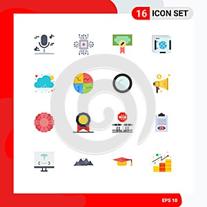 Set of 16 Modern UI Icons Symbols Signs for rainy, globe, health, web, brower