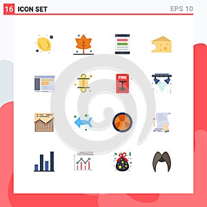 Set of 16 Modern UI Icons Symbols Signs for root, console, online, admin, cheese