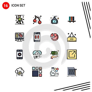 Set of 16 Modern UI Icons Symbols Signs for storage, documents, bottle, database, archive