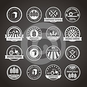 Set of 16 round agricultural and farming badges