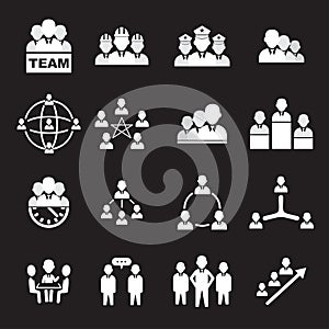 Set Of 16 Simple Teamwork Icons