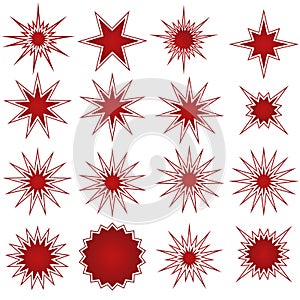 Set of 16 Starburst Shapes - Red