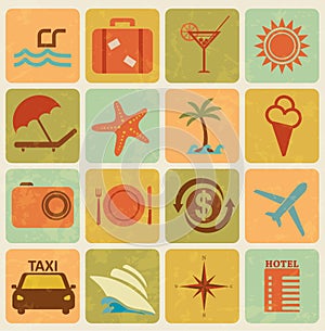 Set of 16 tourism icons