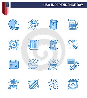 Set of 16 USA Day Icons American Symbols Independence Day Signs for entertainment; sign; wedding; star; game