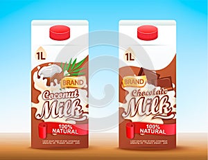 Set of 2 milk tetra packs with different tastes.