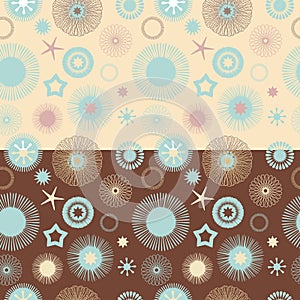 Set of 2 seamless abstract floral patterns