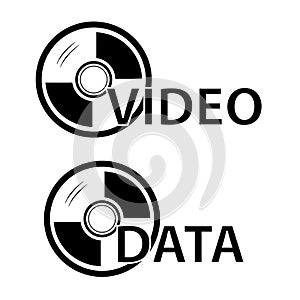 Set 2 Simple Vector Sign for DVD Video and Data
