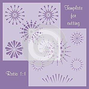 Set of 2 stencils. Collection of fireworks. Template for laser, plotter cutting.