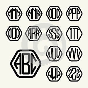 Set 2 template to create a monogram of three letters
