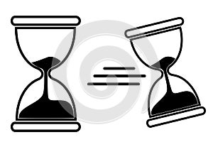 Set 2 Vector Illustration for Duration of Deadline or Dateline, glass hour or sand glass