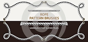 Set of 2 vector rope pattern brushes.