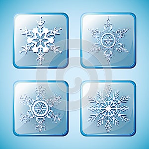 Set 2 of winter icons with snowflakes