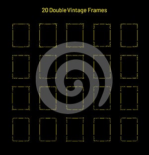 Set of 20 elegant golden vintage ornate frames
