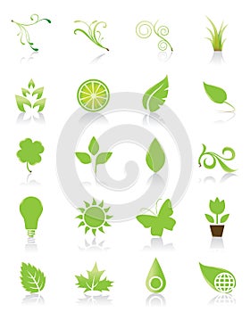 Set of 20 green icons