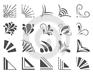 Set of 20 hand drawn corners and design elements. Hand drawn corner set. Vector frames