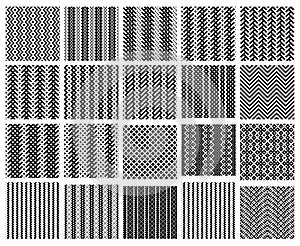 Set of 20 monochrome simply seamless patterns
