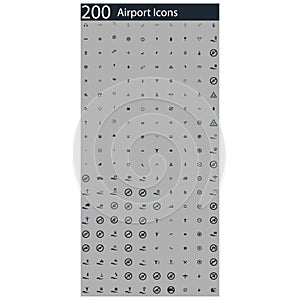 Set of 200 airport icons